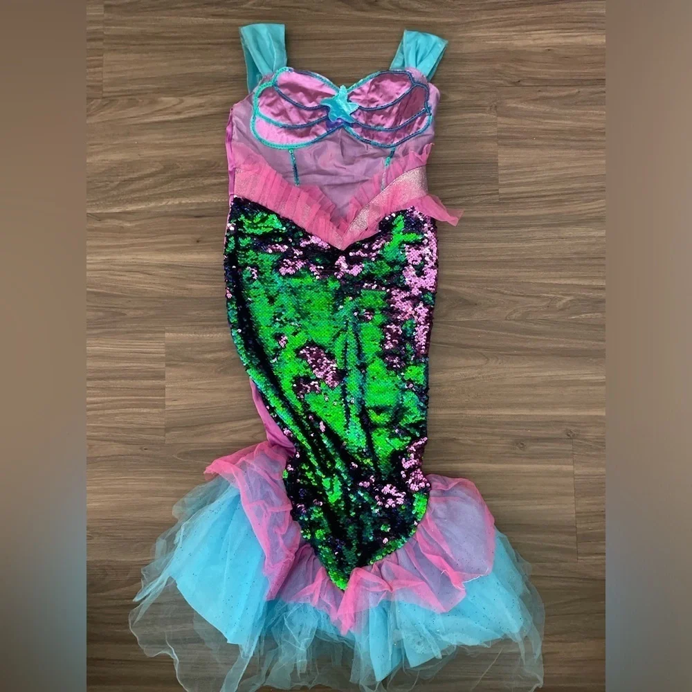 Mermaid Sequin Kids Costume - Pink, Green, and Blue with sequins size 7/8 Girls